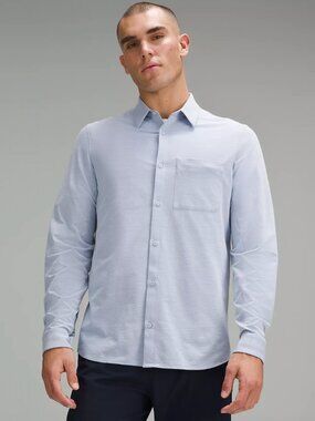 Lululemon Commission Long-Sleeve Shirt Pocket - Blue Linen/White
